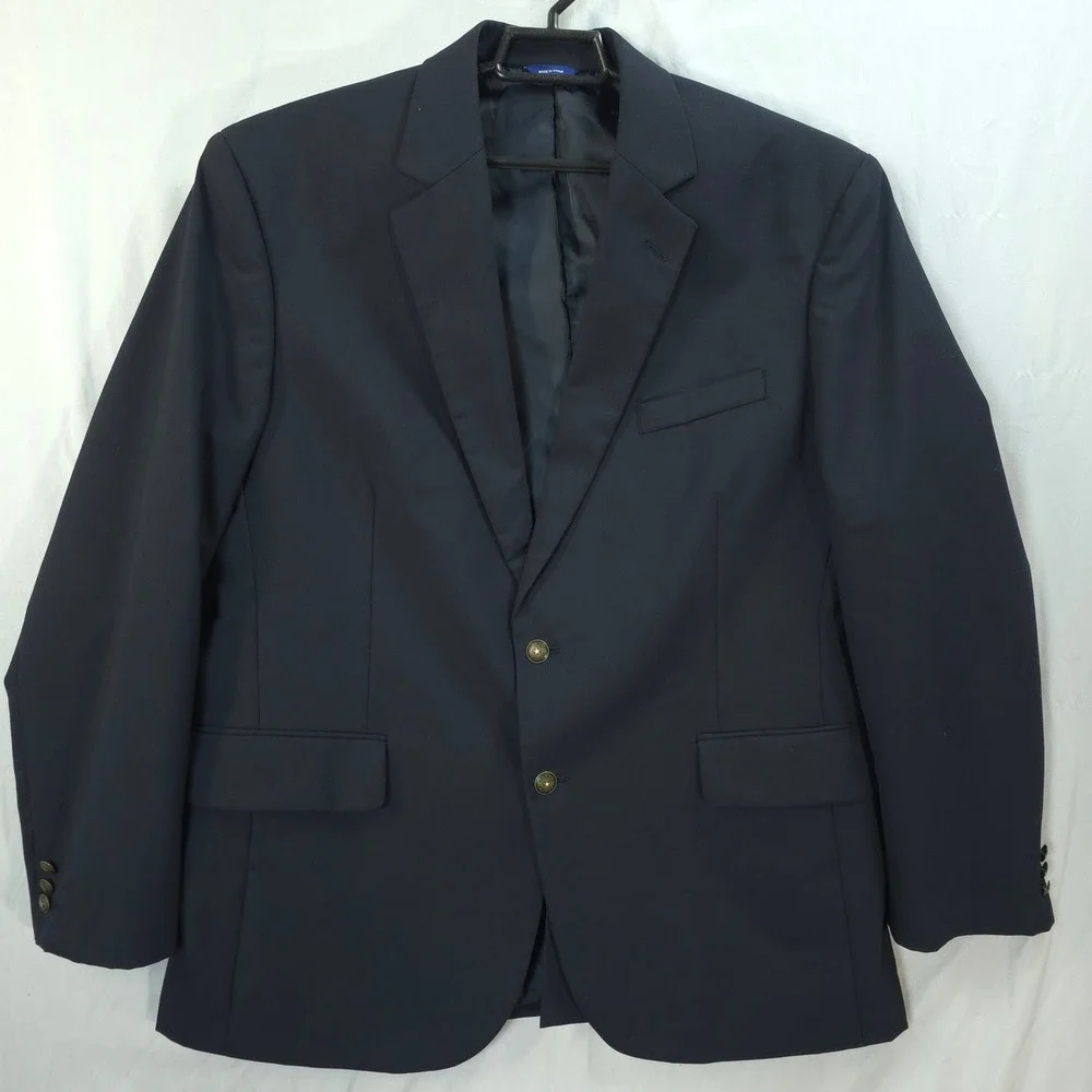 Arrow Suit Collection Mens 44R Navy‎ Blue Wool Blend 2 Button Blazer Sport Coat